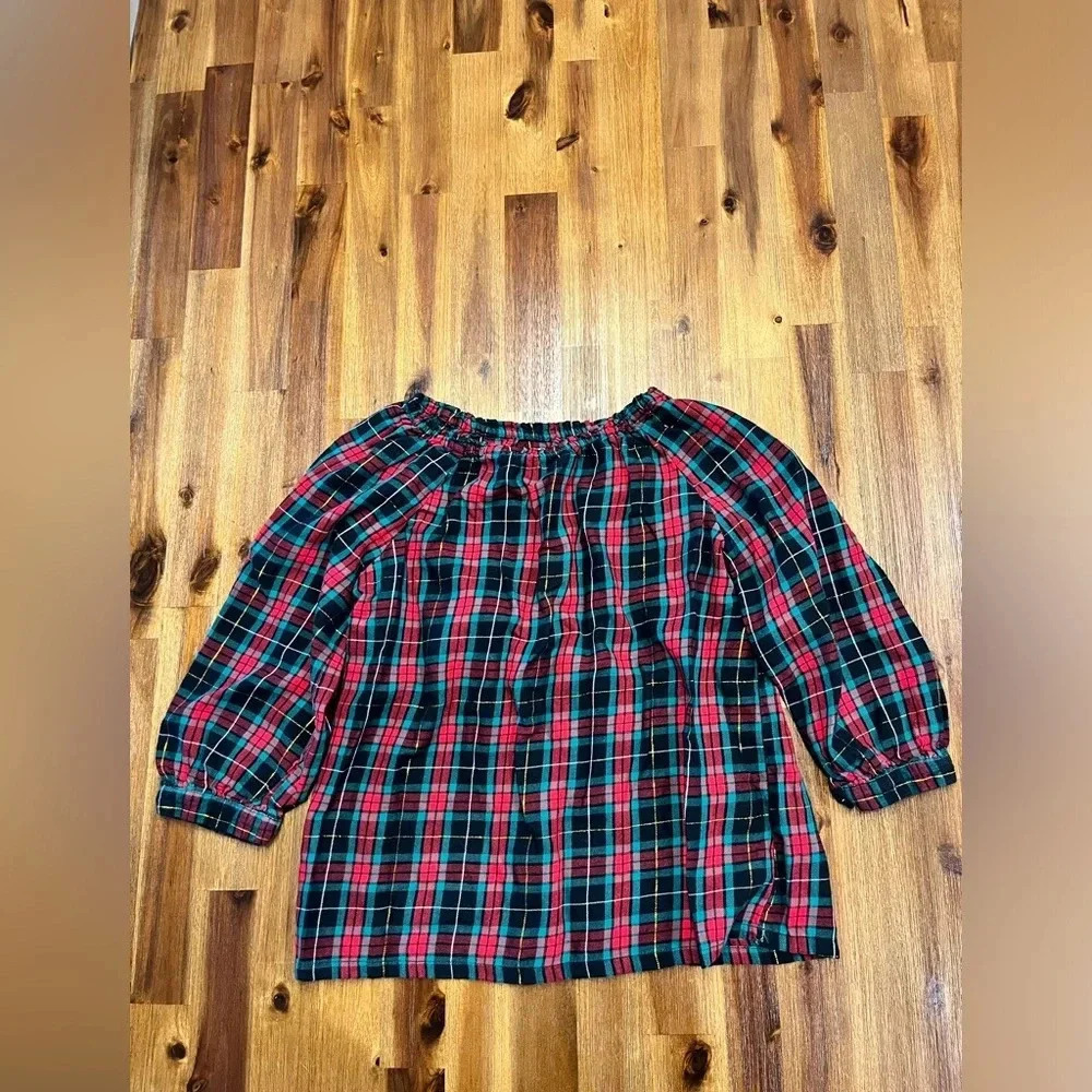 Old Navy flannel plaid 3/4 sleeve top size L(10-12)